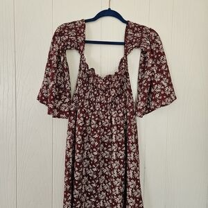 Floral Burgundy Mini Dress